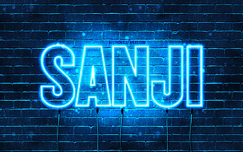 Happy Birtay Sanji, , blue neon lights, Sanji name, creative, Sanji Happy Birtay, Sanji Birtay, popular japanese male names, with Sanji name, Sanji HD wallpaper