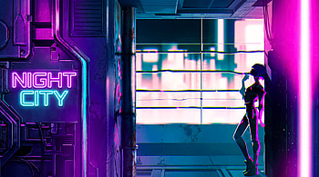 Cyberpunk Edgerunners / Cyberpunk 2077 - Lucy silhouette neon lights night city, Cyberpunk: Edgerunners, Lucy (Cyberpunk: Edgerunners), Night City (Cyberpunk 2077) HD wallpaper