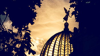 :-), dome, alexander mueller, angel, silhouette, sunset HD wallpaper