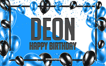 Happy Birtay Deon, Birtay Balloons Background, Deon, with names, Deon Happy Birtay, Blue Balloons Birtay Background, Deon Birtay HD wallpaper