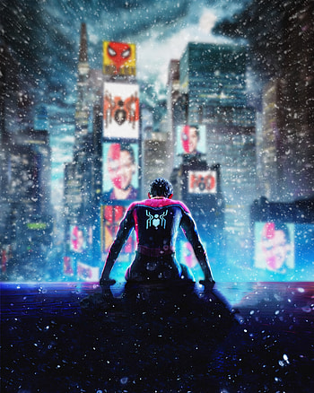 Spider-Man No Way Home, electric blue, art, marvel, neon, daredevil, night, kingpin, man, spiderman, new york, spider HD phone wallpaper
