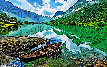 fjord, norway, , vector art, fjord drawing, creative art, fjord art, vector drawing, abstract nature, nature drawings HD wallpaper