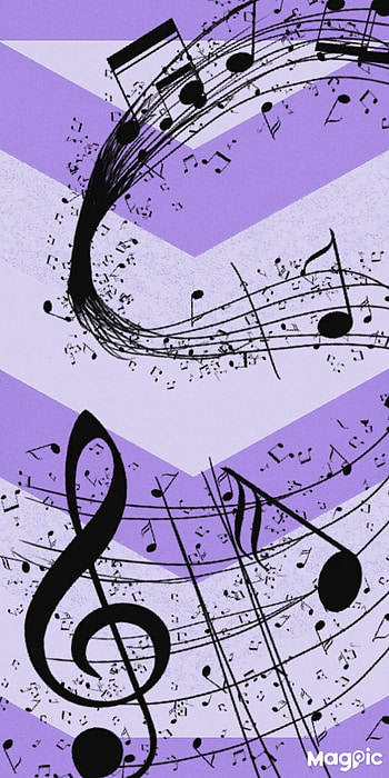 Purple music notes, striped, musicnotes HD phone wallpaper