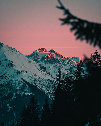 Landscape, Nature, Mountains, Twilight, Dusk, Evening, Snow Covered, Snowbound HD phone wallpaper