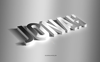 Jonah, silver 3d art, gray background, with names, Jonah name, Jonah greeting card, 3d art, with Jonah name HD wallpaper