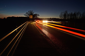 Night, Dark, Road, Turn, Glow, Long-Term Exposure HD wallpaper