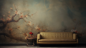 Vintage Couch and Flower Arrangement, room, couch HD wallpaper