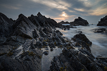 Landscape, Nature, Sunset, Sea, Rocks, Coast HD wallpaper