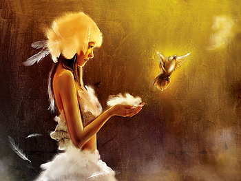 The Dove of Peace, women, magic, fantasy, dove HD wallpaper
