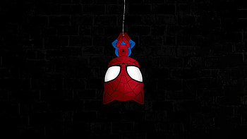 Spiderman Hanging Dark , spiderman, superheroes, minimalism, minimalist, dark, black, artist, artwork, digital-art HD wallpaper