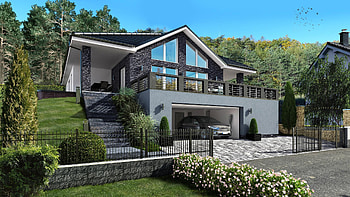 Oak house, Green hills, Architecture design, Typenhaus HD wallpaper