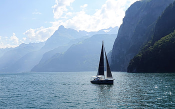Sailing in Switzerland, Switzerland, mountains, Yacht, lake HD wallpaper