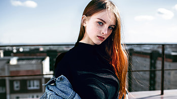 Denim Jackey Straight Hair Blue Eyes , girls, model, jacket HD wallpaper
