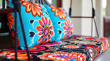 Colorful Porch Swing Cushions, swing, Porch Swing, cushion, colorful pattern HD wallpaper
