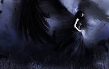 black angel, wings, painting, women, gothik, angel, dark, artistic HD wallpaper
