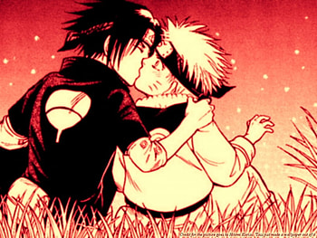 Naruto x Sasuke, sasuke, ninja, yaoi, naruto, kiss HD wallpaper