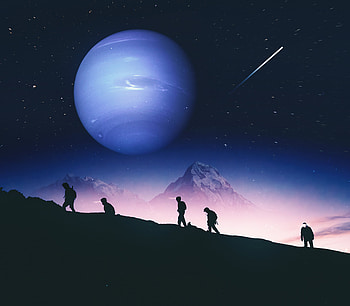 People, Universe, Mountains, Miscellanea, Miscellaneous, Silhouettes, Planet HD wallpaper