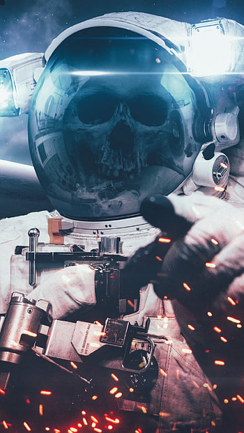 skull, Sci Fi, astronaut HD phone wallpaper
