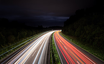 Nature, Night, Road, Turn, Backlight, Illumination, Lighting HD wallpaper