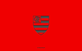CR Flamengo, red background, Brazilian football team, CR Flamengo emblem, Serie A, Rio de Janeiro, Brazil, football, CR Flamengo logo HD wallpaper