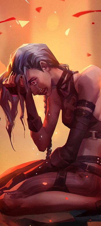 Arcane, league of legends, jinx, cry, girl HD phone wallpaper