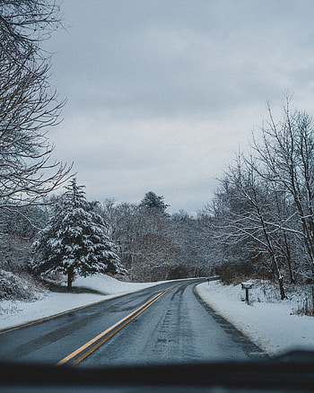 Winter, Nature, Snow, Road, Turn, Asphalt HD phone wallpaper