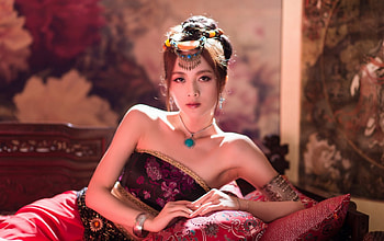 Oriental beauty, asian, red, girl, oriental, woman, beauty HD wallpaper