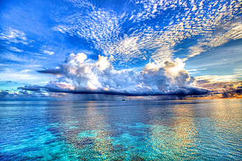 reflect on your life, blue, colorful, sand, graphy, tropical, colors, beauty, beach, wet, reflection, water, ocean, sea, beautiful, fantasy, clouds, nature, sky HD wallpaper