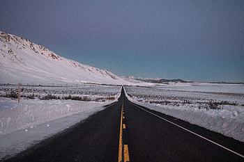 Winter, Nature, Snow, Horizon, Road, Asphalt, Direction HD wallpaper