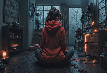 Sad Dark, dark, woman, house, forest, light HD wallpaper