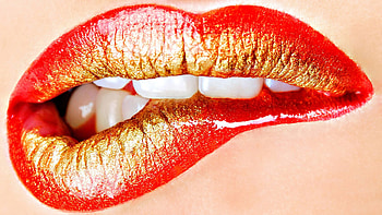 Lips Gold Kiss Lipstick Mouth Red Teeth Resolution : Filesize : kB, Added on July Tagged : lips HD wallpaper