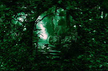 Beyond The Garden Gate, Emerald, Archway, Forest, Trees, hop, Garden, Green, Dark, Shrubs, Woods, Gate HD wallpaper