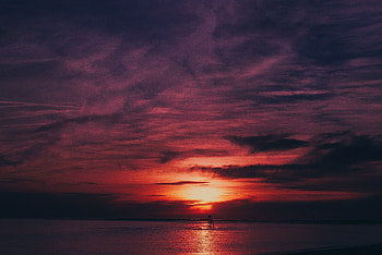Sky, sea, sunset, water, reflection HD wallpaper