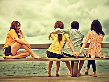 You got burned, women, ocean, love, man HD wallpaper