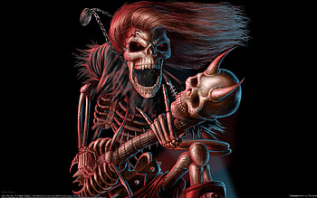 Dark music reaper skeleton skull guitars evil scary spooky halloween horns fantasy bones scream smile grimace | | 25756 | UP HD wallpaper