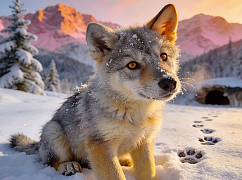 Snowbound Wolf Cub —, Animal, Wolf Cub, Fox HD wallpaper