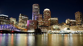 Massachusetts, Architecture bridges, City night skyline HD wallpaper