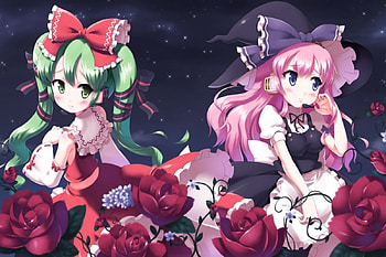 Miku and Luka Cosplaying, anime girl, miku, luka, marisa, touhou, cosplay, vocaloid, reimu HD wallpaper