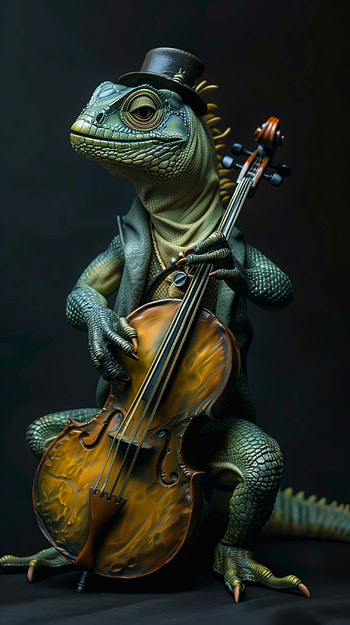 Jazzy Iguana Maestro !, instrument, hat HD phone wallpaper