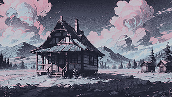 cabin-2, Digital Art, Digital Painting, Illustration, Artwork, Landscape HD wallpaper