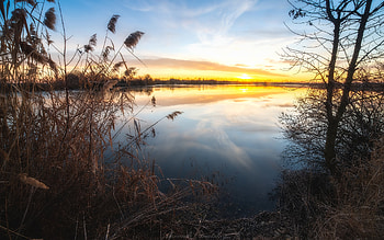 Sunrise Over Lake, morning, calm, lake, sunrise HD wallpaper