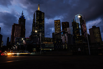 Cities, Night, Skyscrapers, Australia, Melbourne HD wallpaper