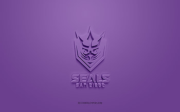 San Diego Seals, creative 3D logo, purple background, National Lacrosse League, 3d emblem, American box lacrosse team, NLL, San Diego, USA, 3d art, lacrosse, San Diego Seals 3d logo HD wallpaper