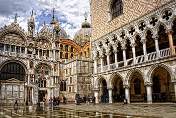 St. Mark's Basilica, Doge's Palace, Venice, Incredible places HD wallpaper