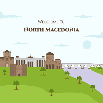 Welcome to North Macedonia, Famous landmarks, Illustration HD phone wallpaper