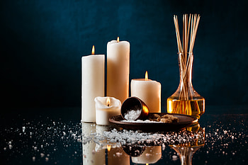 Spa treatments, Sea salt, Reflection, Candles, Spa HD wallpaper