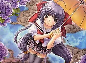 Spring Rain, anime girl, umbrella, school uniform, school girl, spring HD wallpaper