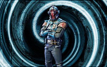 The Visitor, blue grunge background, Fortnite, vortex, Fortnite characters, The Visitor Skin, Fortnite Battle Royale, The Visitor Fortnite HD wallpaper