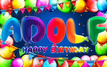 Happy Birtay Adolf, , colorful balloon frame, Adolf name, blue background, Adolf Happy Birtay, Adolf Birtay, popular german male names, Birtay concept, Adolf HD wallpaper