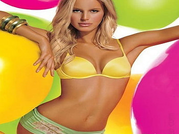 colorful, blond, swimming dress, beauty HD wallpaper